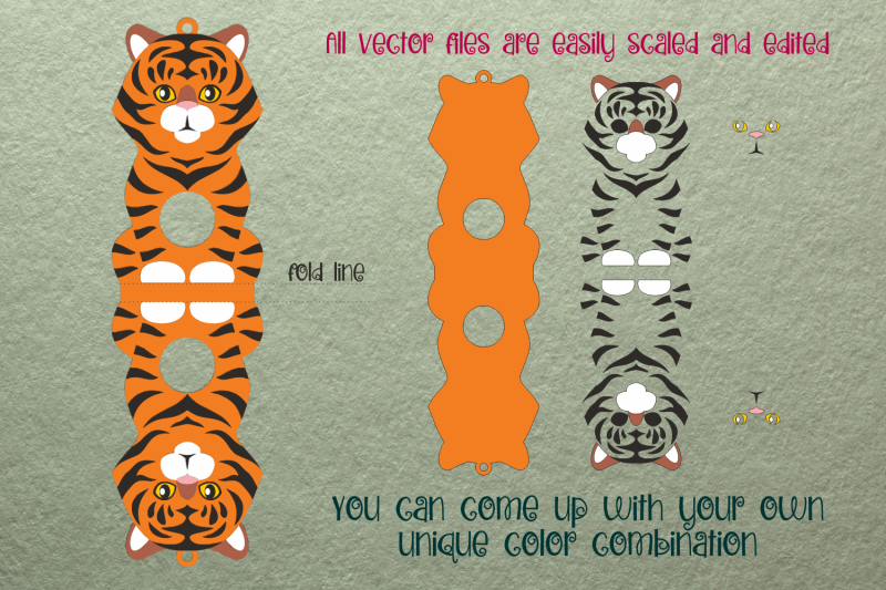 tiger-christmas-ornament-candy-holder-template-svg