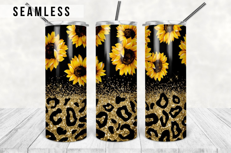 sunflowers-sublimation-tumbler-designs-glitter-leopard-20oz-skinny