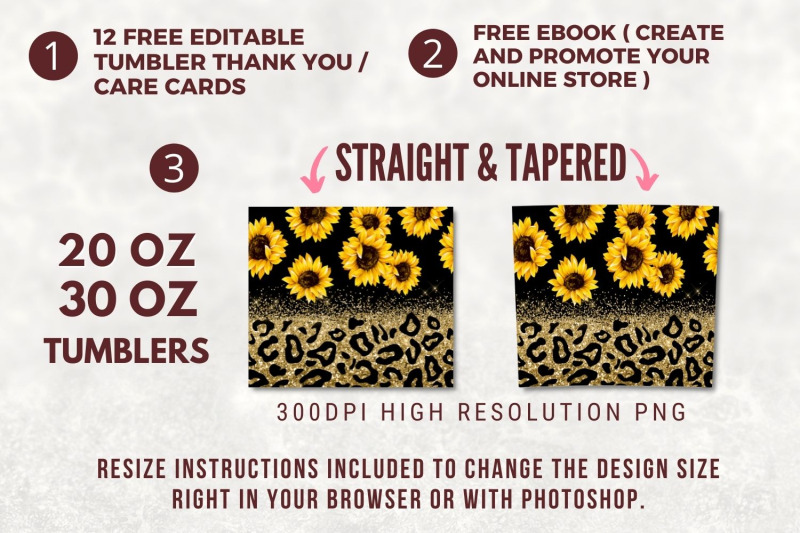 sunflowers-sublimation-tumbler-designs-glitter-leopard-20oz-skinny