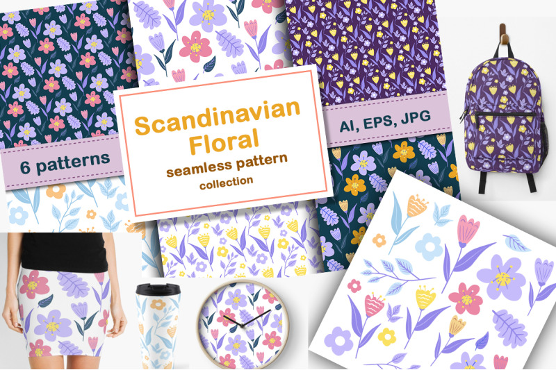 scandinavian-floral-pattern-set