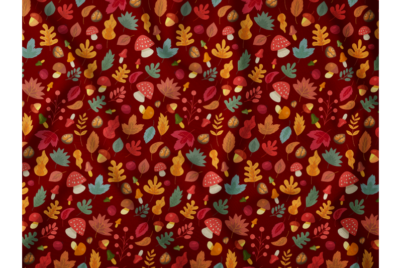 autumn-leaves-mushroom-seamless-pattern
