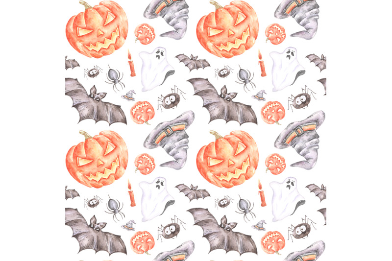 halloween-watercolor-seamless-pattern-horror-pumpkin