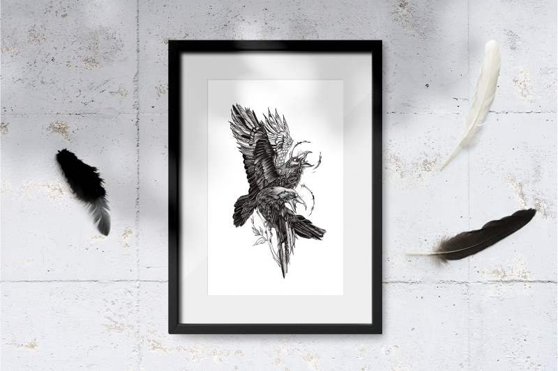 ravens-print-birds-poster-digital-wall-art-printable-png