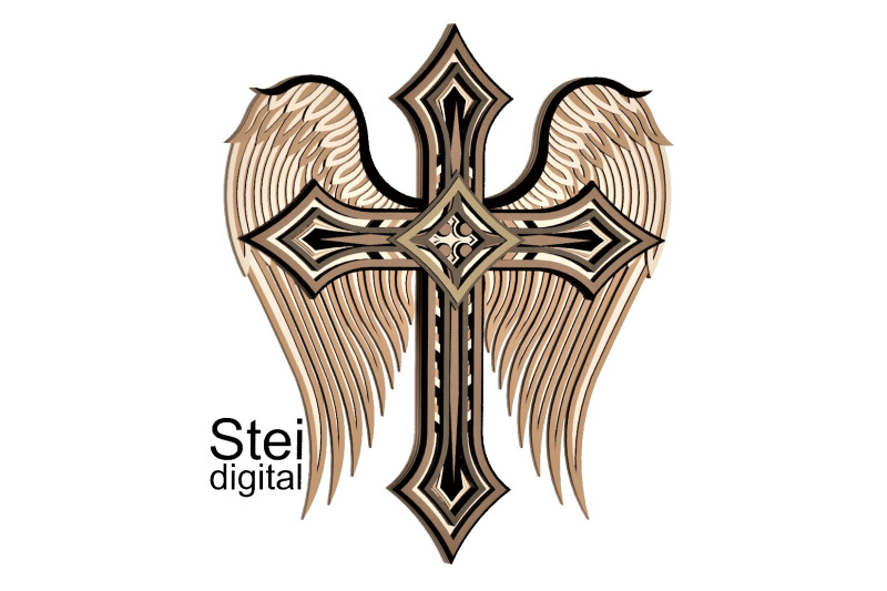 3d-winged-cross-svg-dxf-cut-files-cross-with-wings-svg