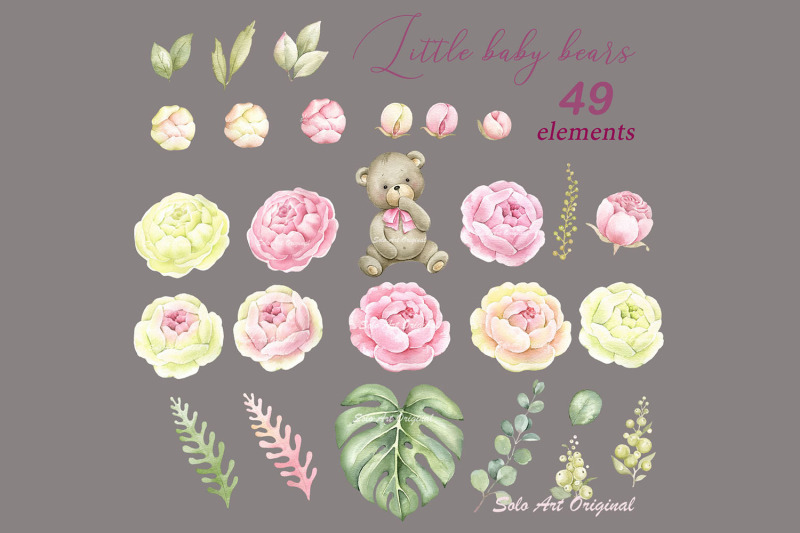little-bear-baby-girl-shower-pink-floral-watercolor-clipart