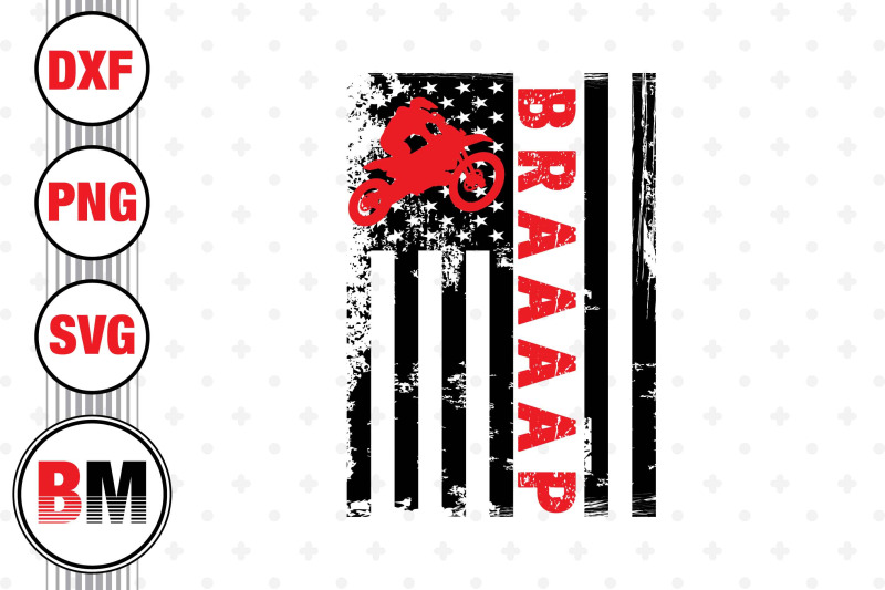 Braaap Motocross US Flag SVG, PNG, DXF Files By Bmdesign | TheHungryJPEG