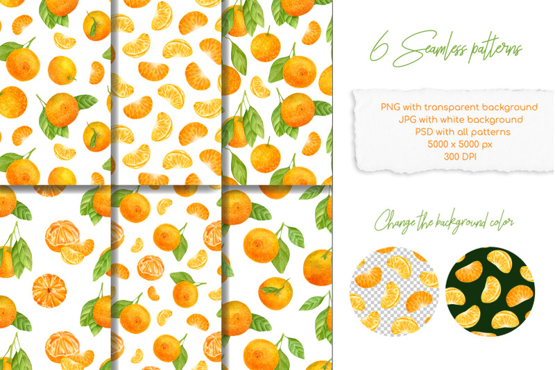 watercolor-tangerine-clipart-set-summer-fruits