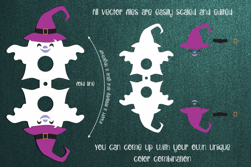 Halloween Ghost Lollipop Holder Template SVG By Olga Belova | TheHungryJPEG
