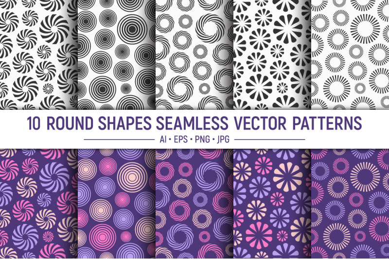 10-round-shapes-seamless-vector-patterns