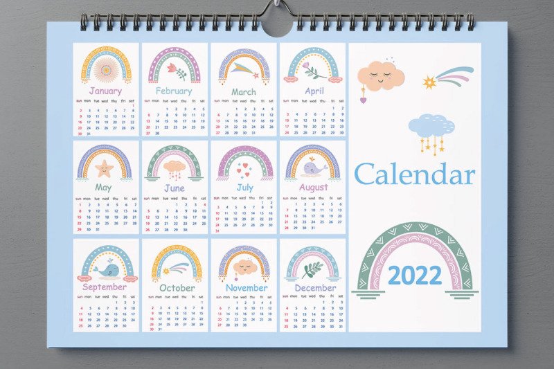 boho-style-calendar-for-2022-with-rainbows