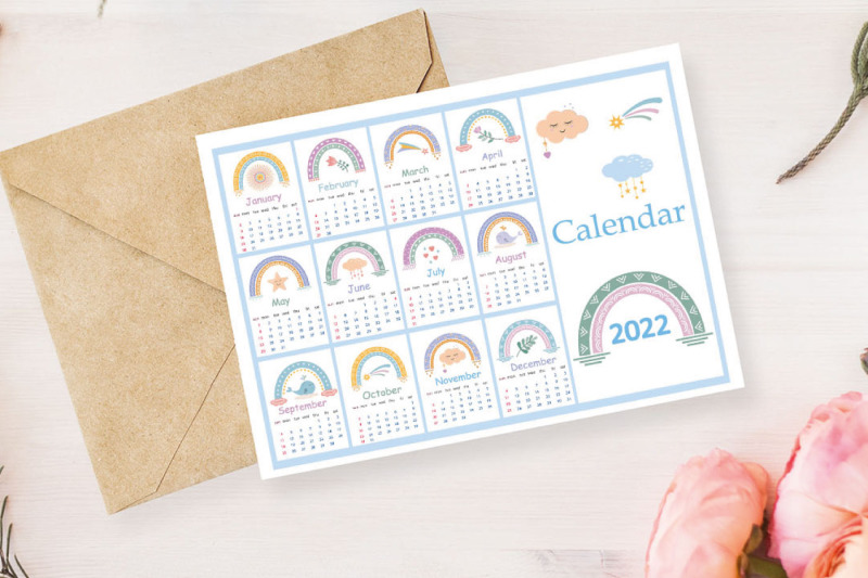 boho-style-calendar-for-2022-with-rainbows