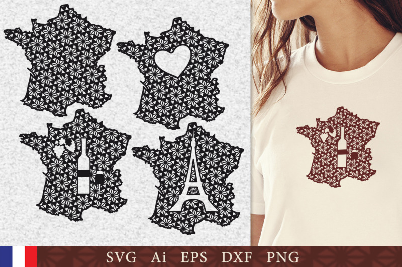 silhouette-of-france-with-a-pattern-svg