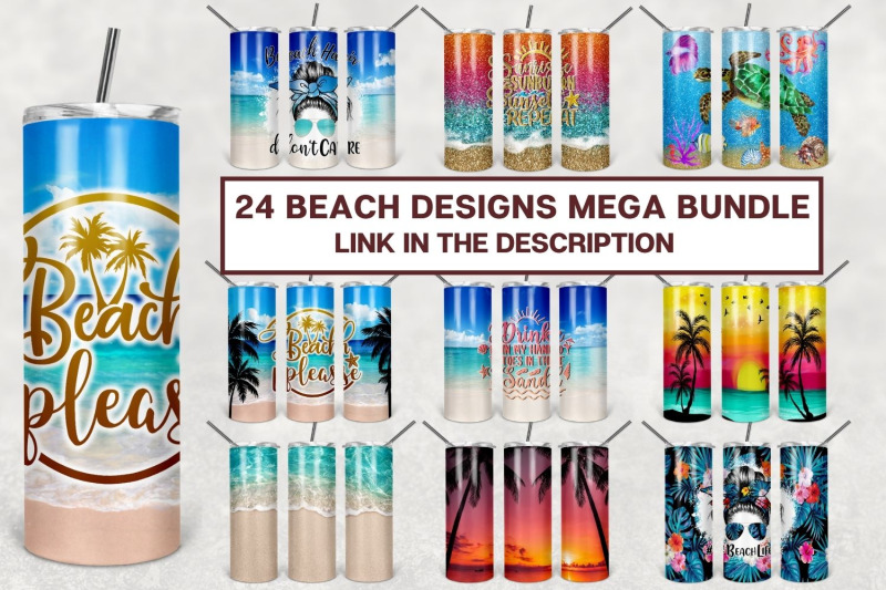 20oz-skinny-tumbler-sublimation-design-sunset-beach-glitter-tumbler