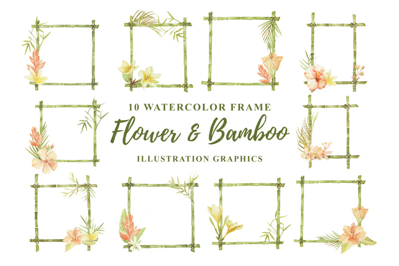 10-watercolor-frame-flower-and-bamboo-illustration-graphics