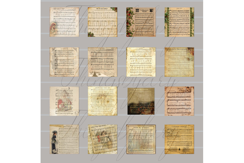16-vintage-christmas-old-music-sheet-digital-papers-12x12-quot