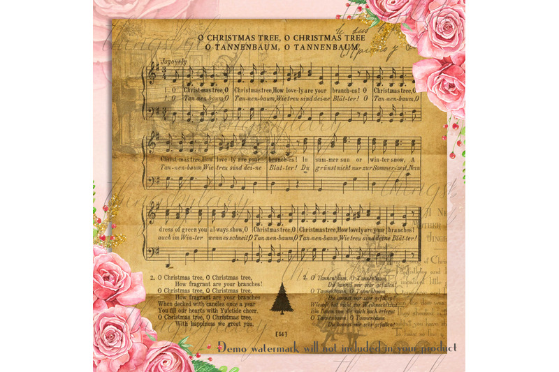 16-vintage-christmas-old-music-sheet-digital-papers-12x12-quot