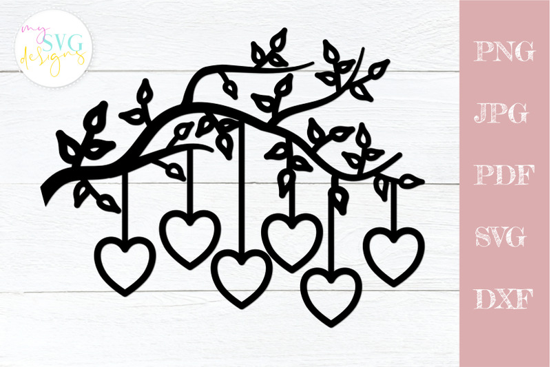 Family tree svg 6 members, tree branch svg 6 hearts By MySVGDesigns