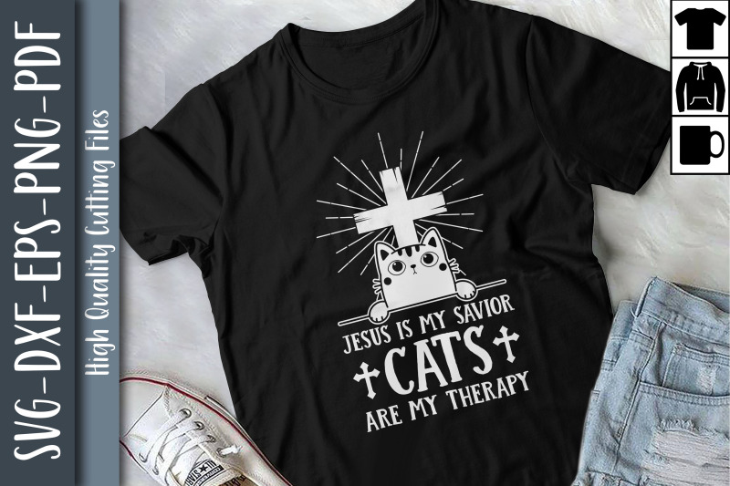 jesus-is-my-savior-cats-are-my-therapy