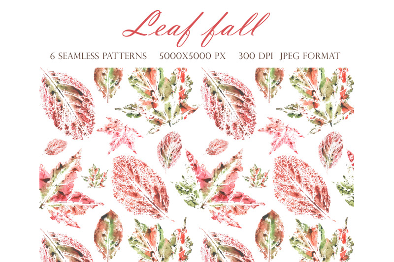 leaf-fall-digital-paper-seamless-patterns-watercolor-autumn-leaves