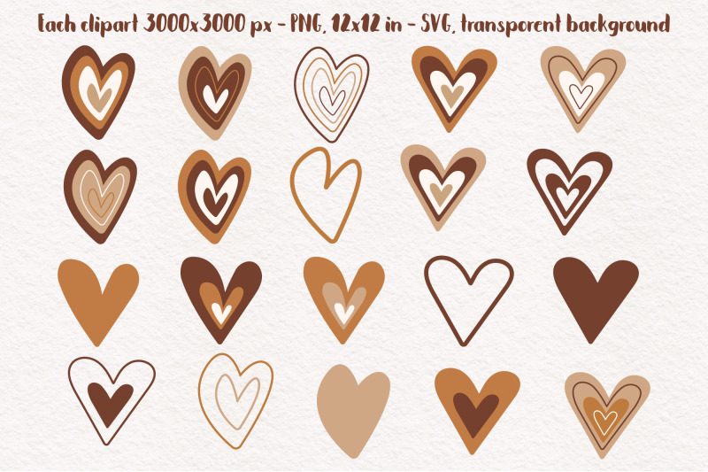 Watercolor set of brown hearts. Black lives matter. Valentine's Day  decoration. Nude and neutral colors. Stock Illustration