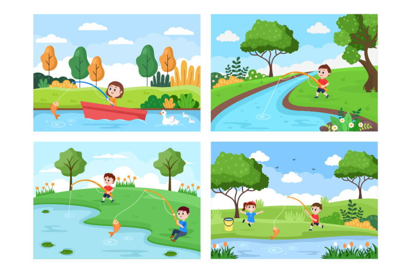 20-children-fishing-fish-vector-illustration