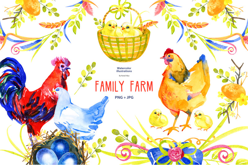 family-farm-watercolor-clipart