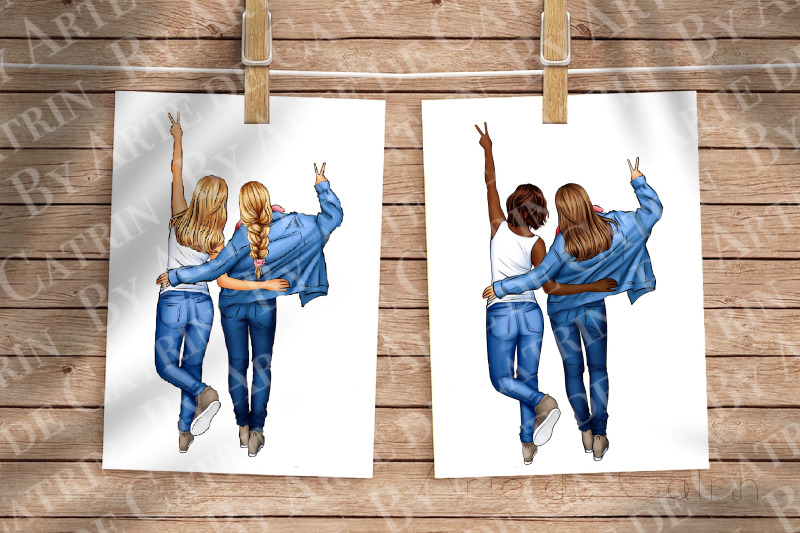 best-friends-clipart-besties-girls-art-denim-girl-clipart