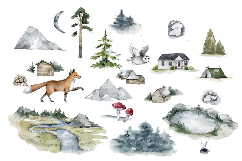 favorite-place-part-2-watercolor-travel-set-forest-wild-animals