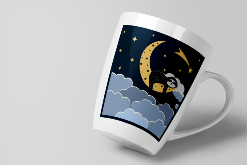 cute-sloth-character-sleeps-on-the-moon-papercut-svg