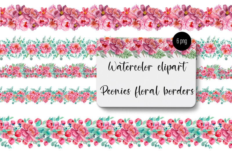 peonies-watercolor-seamless-border