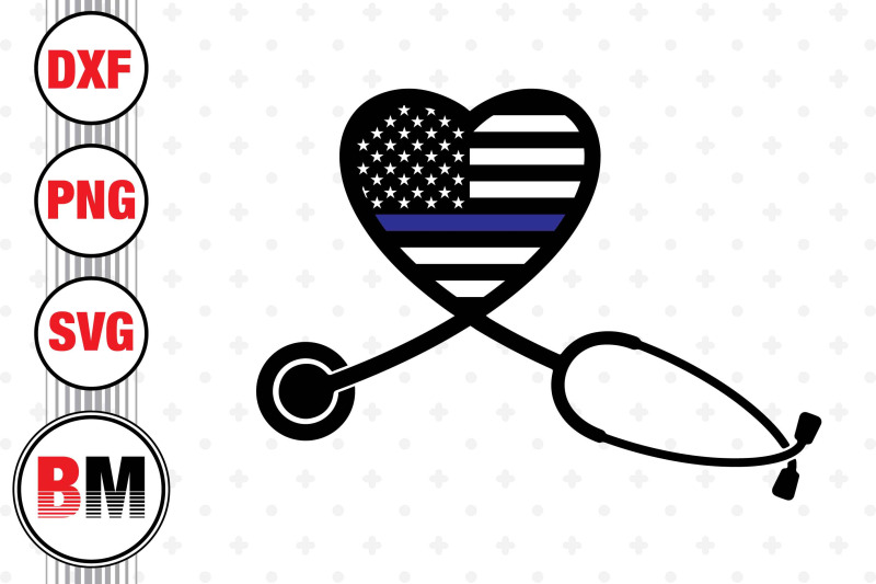 stethoscope-thin-blue-us-flag-svg-png-dxf-files