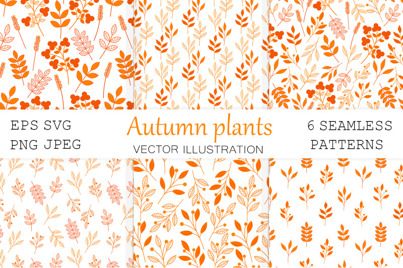 autumn-plants-pattern-plants-svg-orange-plants-pattern