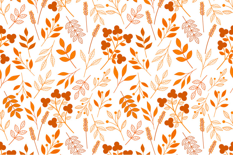 autumn-plants-pattern-plants-svg-orange-plants-pattern