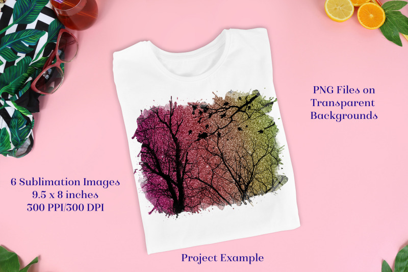 sublimation-png-designs-sunset-forest-glitter