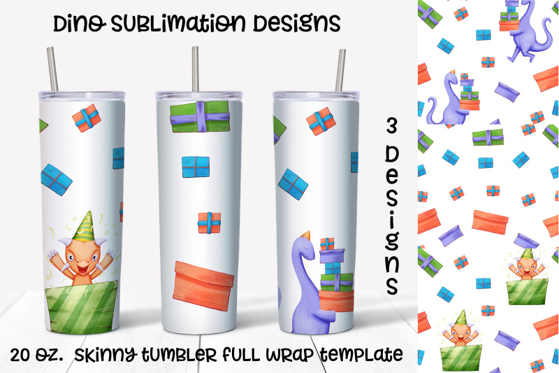 dino-sublimation-design-skinny-tumbler-wrap-design