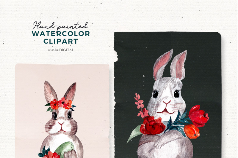pet-rabbit-watercolor-cliparts-png-bunnies-with-flowers-and-eggs