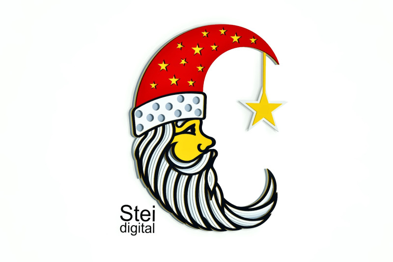 3d-santa-moon-svg-layered-christmas-svg-3d-santa-claus-svg