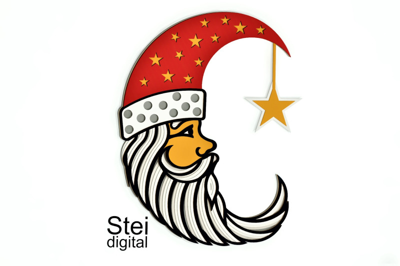 3d-santa-moon-svg-layered-christmas-svg-3d-santa-claus-svg