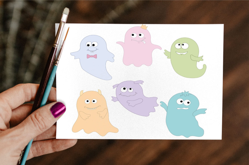 ghosts-with-cute-faces-for-the-halloween-holiday-clipart