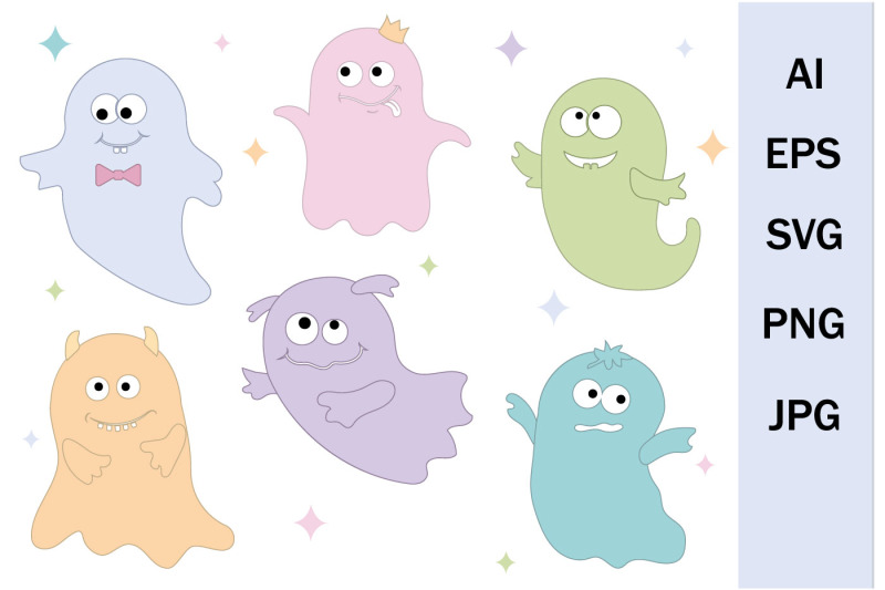 ghosts-with-cute-faces-for-the-halloween-holiday-clipart