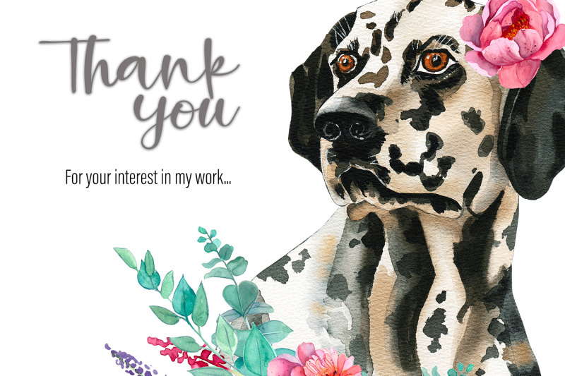 dalmatian-portrait-watercolor-dog-and-flower-clipart