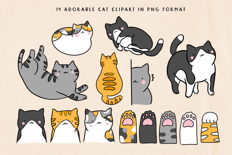 cute-cats-clipart-and-elements