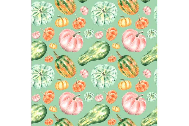 pumpkins-watercolor-seamless-pattern-thanksgiving-pattern-pink