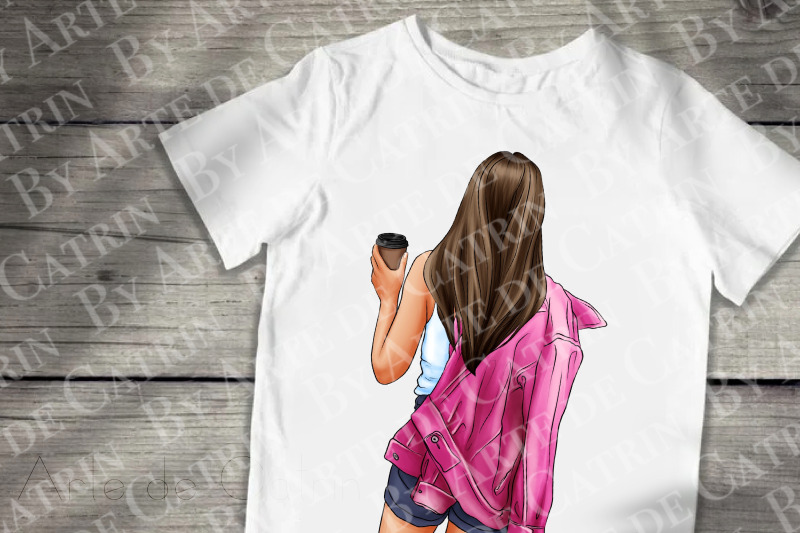 coffee-girl-clipart-customizable-png-fashion-girl-denim-girl