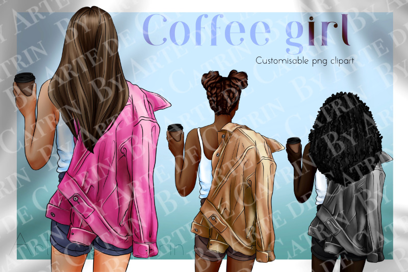 coffee-girl-clipart-customizable-png-fashion-girl-denim-girl