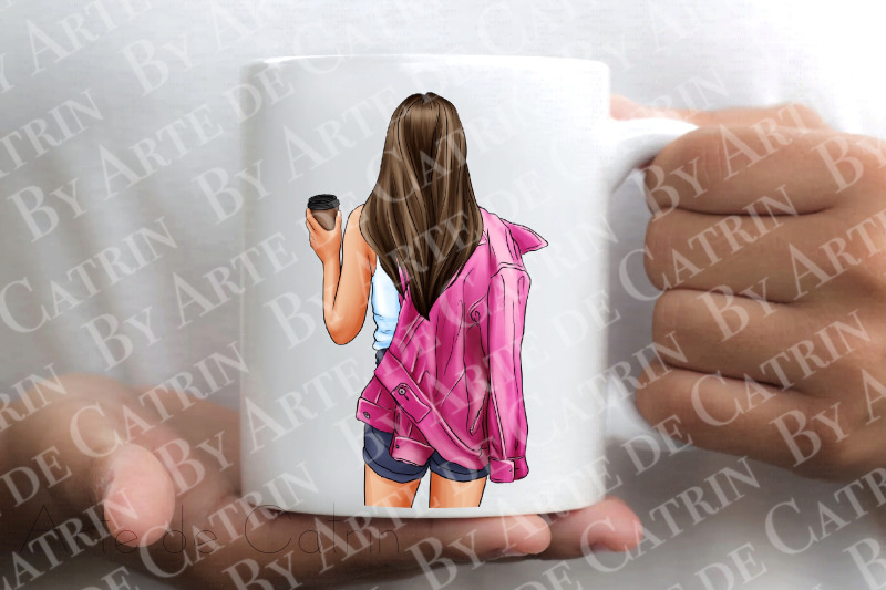 coffee-girl-clipart-customizable-png-fashion-girl-denim-girl