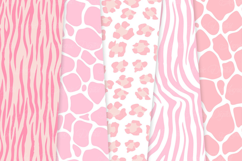 pink-animal-print-digital-papers-vector-seamless-patterns