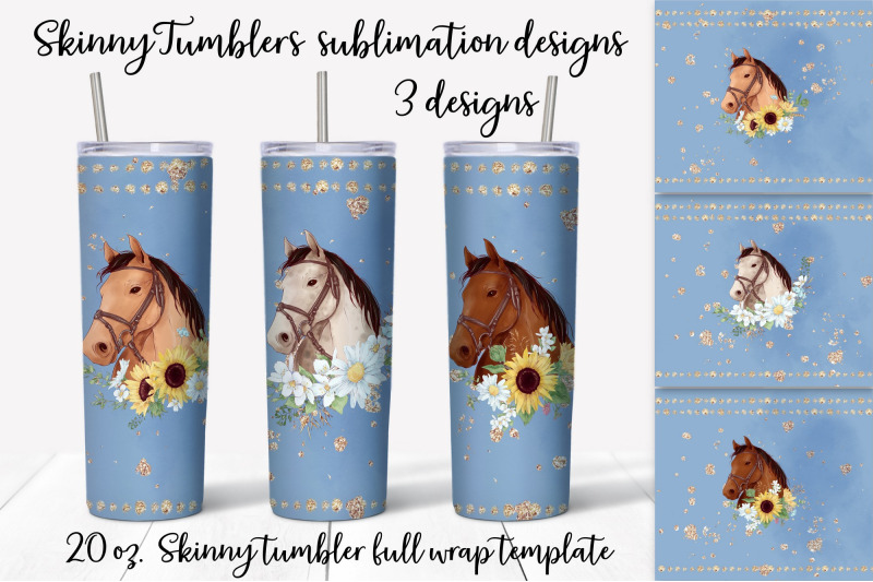 horse-sublimation-design-skinny-tumbler-wrap-design