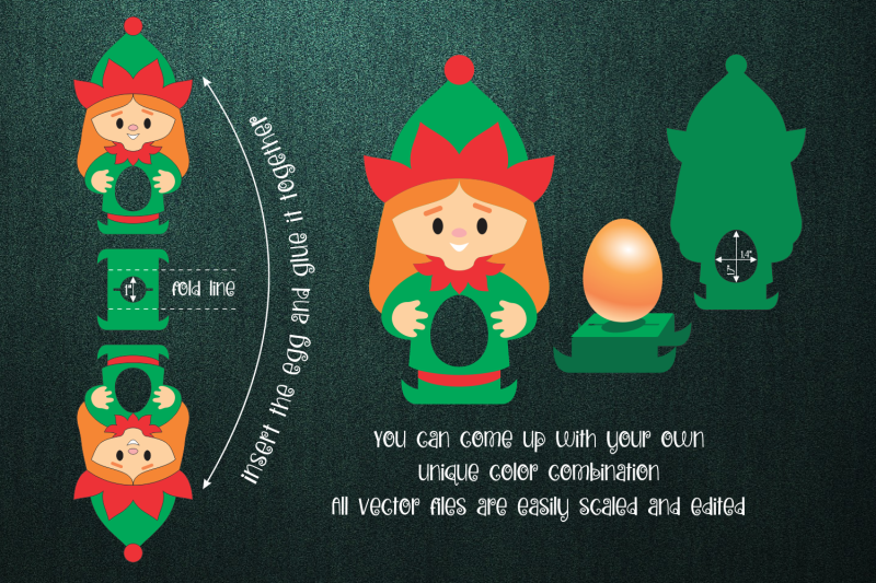 christmas-elf-girl-chocolate-egg-holder-template-svg