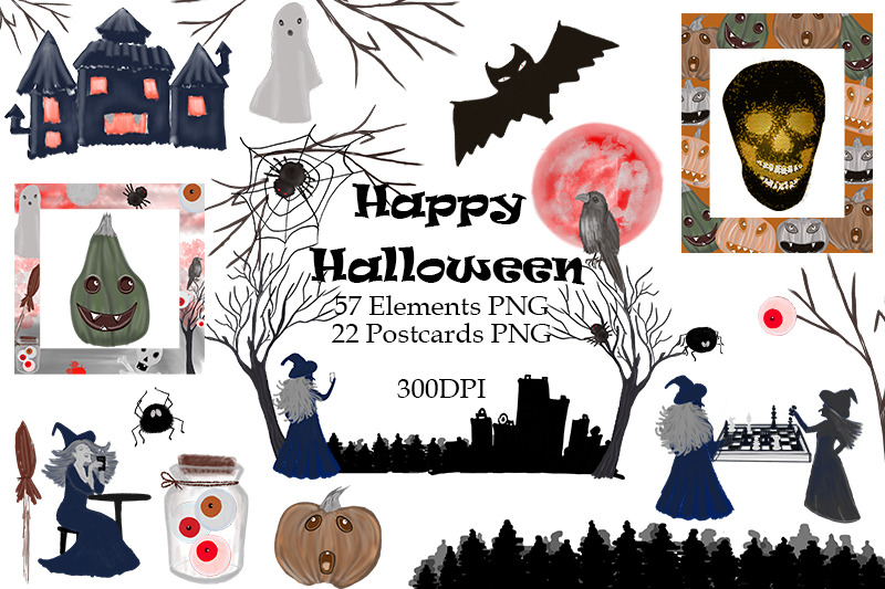 halloween-cartoon-illustrations-sticker-halloween-clipart